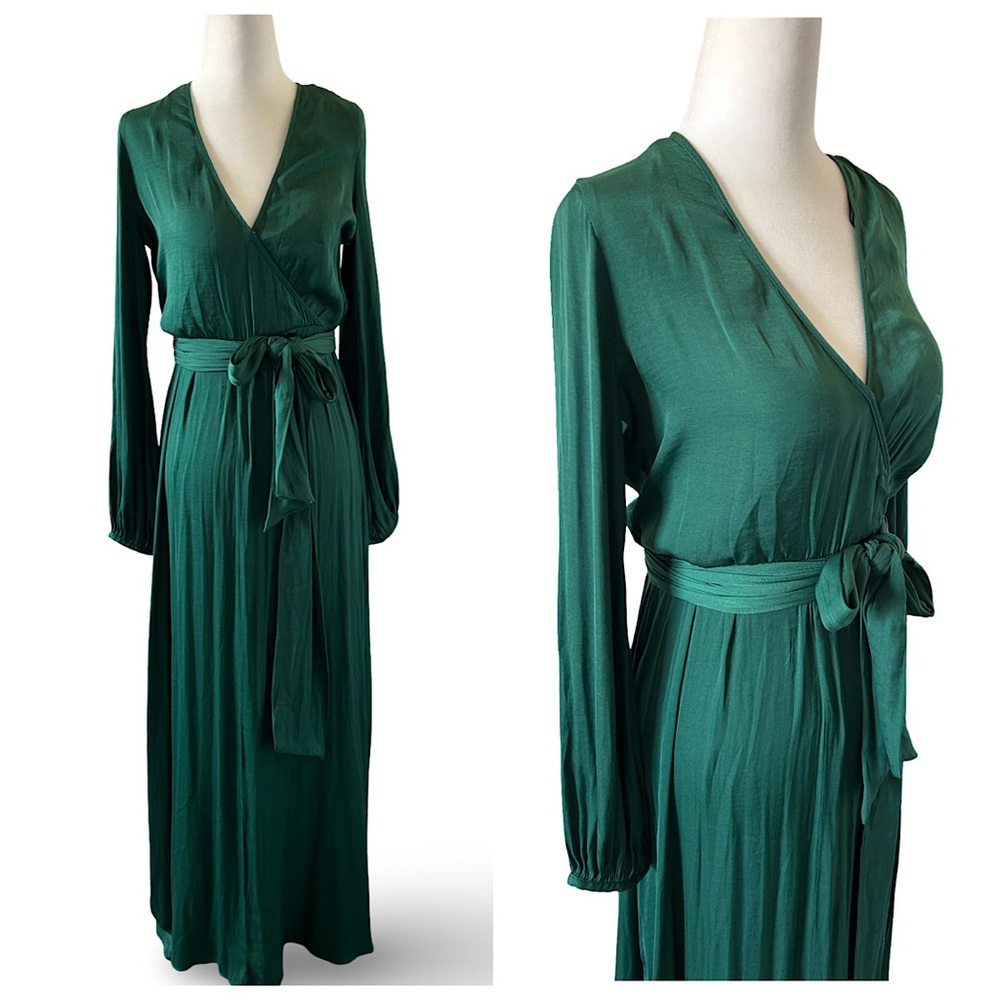 Elegant Green Wrap Dress